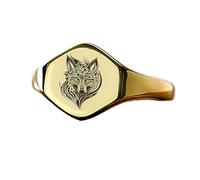 Bague loup hexagonale | Argent sterling 925 plaqué or | Bijou cadeau, chevalière style vintage, bijou hypoallergénique fait main | LK_PDR_01090_8