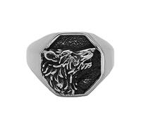 Bague Loup Pour Homme - Chevalière Tête de Loup Viking Odin - Mythologie Nordique Acier Inoxydable Fenrir Animal Amulette Pirate Bague Bijoux Cadeau D'anniversaire