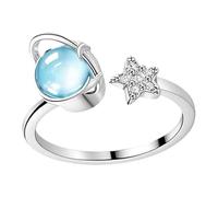 Bague lune et étoile, construction de doigt céleste, multicolore, style réglable, produit de bijoux tendance, étui de fête, accessoires de maison pour fille, femme, fille, adolescente, usage quotidien