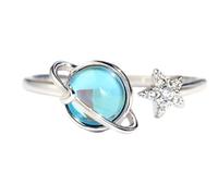 Bague Lune et Étoile pour Ma Fille, Bague Planète Rotative, Bagues Anti-stress, Bijou Planète Ajustable pour Femme, Adolescente et Fille