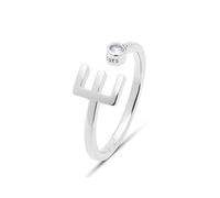 Bague - LUXENTER - Alphabet - Argent 925 - Zircone Brillante - Finition Rhodiée Taille unique