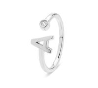 Luxenter Bague en argent sterling 925 avec zircone brillante, plaque rhodium - Alphabet