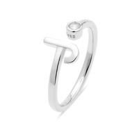Bague - LUXENTER - Alphabet - Argent sterling 925 - Zircone brillante - Finition rhodiée Taille unique