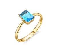 Bague Luxenter Avec Aigue-Marine Zirconia Finition Or 18k - Ehusra
