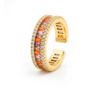 Bague - LUXENTER - Baldlal - alliage métallique - zircons multicolores - finition or jaune 18 ct Taille unique