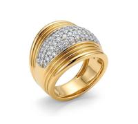 LUXENTER Bague avec zircon brillant finition or 18 carats. Couleur dorée. Bague avec pierres. Bijoux pour femme. - Modèle Lilfu