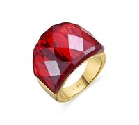Bague - LUXENTER - Fadino - Or jaune 18k - Onyx hydrothermal rouge - 17 mm 16