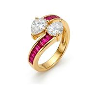 Luxenter Bague en zircone rubis avec plaque en or jaune 18 carats - Darbia