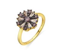 Bague - Luxenter - Lorush - Argent 925 - Zircone brune - Finition or 18k 14