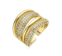 LUXENTER Bague avec zircon brillant finition or 18 carats - Merima, Métal, Zircone cubique