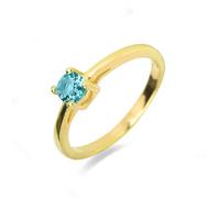 Bague - LUXENTER - Otieno - Argent 925 - finition or jaune 18k - Quartz topaze bleue 12
