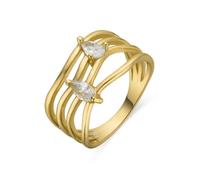 Bague - LUXENTER - Tanduf - Argent sterling 925 - Zircone brillante - Finition or 18K 14