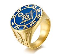 Bague maçonnique en acier titane, style européen et américain, bague maçonnique vintage pour homme