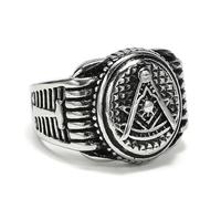 Bague maçonnique punk hipster en acier inoxydable pour homme - Bague gothique tribale pour homme, bijou de phalange rétro vintage, 10, Acier titane