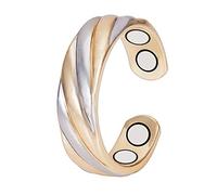 Bague magnétique réglable en cuivre à Deux Tons pour Femmes ou Hommes avec Petit Doigt （CPR-0949） 57.5MM