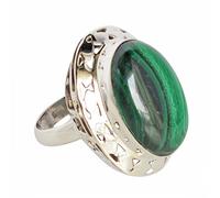 Bague malachite en argent sterling 925, cabochon multicolore rond de 22 x 15 mm, sertie de lunette, bijou de guérison naturel, U 1/2, Pierre précieuse., Malachite