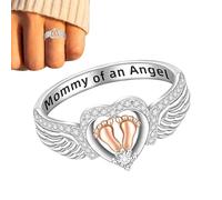 Bague maman d'un ange - Bijoux élégants pour la fête des mères - Design d'aile pour mère, perte de grossesse, souvenir pour, bijoux de pieds