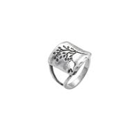 Bague manchette Arbre de Vie en acier inoxydable 316L plaqué argent, taille ajustable, bijou pour toutes les occasions | LK_SLF_CHR_0654_RJ