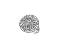 Bague mandala en cristal, taille ajustable, en acier inoxydable 316L plaqué argent, ornée d'une pierre en oxyde de zirconium. Bijou idéal pour toutes les occasions | LK_SLF_CHR_0575