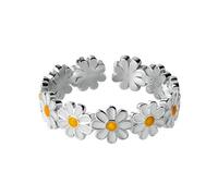 Bague marguerite réglable à bande ouverte minimaliste empilable pour femme style mignon bague fleur pour un usage quotidien, Adjustable