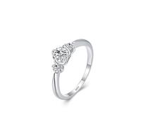 Bague Mariage Argent, Bague Fiancaille Simple À Trois Pierres avec Rond Blanc Oxyde de Zirconium Argent 925 Taille 56.5