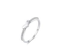 Bague Mariage, Bague Amitié Femme Argent Coeur d'amour avec Rond Blanc Oxyde de Zirconium Argent 925 Taille 59