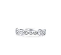 Bague Mariage, Bague Femme Index Argent Petite Fleur et Trois Pierres avec Rond Blanc Oxyde de Zirconium Argent 925 Taille 56.5