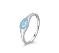 Bague Mariage, Bague Mariage Femme Argent Ruban Bleu Clair en Forme de Larme avec Turquoise Argent 925 Taille 49