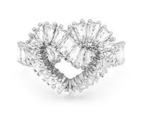 Swarovski Bague cocktail Matrix – cœur blanc, métal rhodié – Taille 55