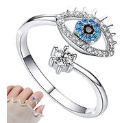 Halatua Bague Mauvais œil - Mauvais œil Turc,Doigt Ouvert réglable empilable Protection des Doigts Cadeaux Bijoux Mignons pour Les Filles