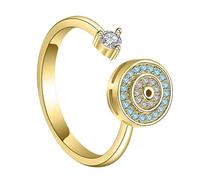 Bague mauvais œil - Ouverture à trois couches en cuivre galvanisé de calibre 17 | Bagues rotatives œil du diable | Bagues ouvertes en strass | Anneaux enveloppants pour bijoux tendance et cadeaux