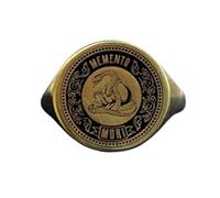 Bague Memento Mori en argent sterling 925 | Bague plaquée or | Chevalière ronde 15 x 15 mm | Taille de l'anneau : 5-12,5 US | Avelaibal | LKDR_0750