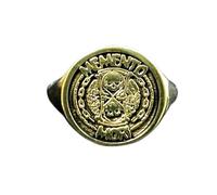 Bague Memento Mori en argent sterling 925 | Bague plaquée or | Chevalière ronde 15 x 15 mm | Taille de l'anneau : 5-12,5 US | Avelaibal | LKDR_0747