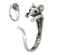 Bague mignonne en forme de souris - Bague enveloppante réglable en forme de souris - Bague ouverte en métal pour femmes, bijoux pour adolescentes, filles et mères