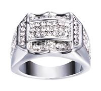 Bague mignonne en oxyde de zirconium pour rappeurs, style urbain, pour garçons, plaqué or et argent, bague de déclaration punk roue du temps, 7, Zinc, Pas de pierre précieuse