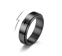Bague minimaliste avec croix chrétienne Jésus-Christ, Seigneur de prière rotative pour soulager le stress, pour homme et femme, bague anti-anxiété avec rotation des doigts librement en acier
