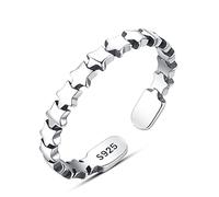 Bague minimaliste en argent sterling 925, ornée d'une étoile à cinq branches et ajustable.