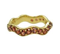 Bague minimaliste en argent sterling 925 plaqué or jaune avec motif vagues, pierres précieuses multicolores en zigzag pour femme anniversaire J à X, Q 1/2, Pierre précieuse., Grenat