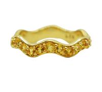 Bague minimaliste en argent sterling 925 plaqué or jaune avec motif vagues, pierres précieuses multicolores en zigzag pour femme anniversaire J à X, R 1/2, Pierre précieuse., Grenat