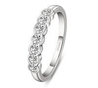 Bague Moissanit Femme Simple Argent Sterling 925 Anneau Classique Rond Certifié GRA Couleur D VVS1 Alliance avec Pierres Bague Éternité pour Femme Cadeau (Argent, 67(21.4))