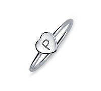 Bague Monogramme Abc En Forme De Cœur Ou De Bloc De Lettres Alphabet P Pour Adolescentes Et Femmes En Argent Sterling 925 Gravée Sur Mesure