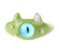 Bague monstre chat vert blanc, grands yeux, dessin animé doux et Cool, mignonnes copines Couple, anneau ouvert, bijoux yeux de chat
