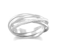 Bague multibande polie et mate scintillante en argent sterling 925 poli et poussière d'étoile Taille 6 Bijoux pour femme