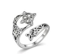 Bague Noeud De Sorciere Femme, Bague De Protection RéGlable Pour Le Pouce, Bagues De Pouce Femme,Symbole De NœUd De Protection Des SorcièRes, Bijou De Style éTernité Vintage, Ton Argenté