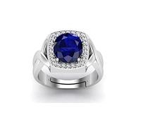 Bague non chauffée non traitée 5,00 carats Aaa+ avec saphir bleu naturel Neelam réglable pour homme et femme (B0DKD794DD