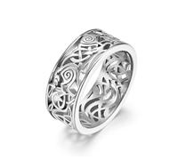 Bague nordique en acier inoxydable Viking loup celtique noeud pour homme femme rétro couleur argenté/doré Viking bague couple bijoux cadeau, 10, Acier inoxydable