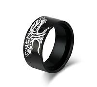Bague nordique en acier titane arbre de vie, bijoux minimalistes faits à la main personnalisés pour hommes