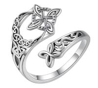 Bague nœud de sorcière pour femme, bague de protection réglable celtique ouvert, bijou de sorcière vintage pour protection et style spirituel, Métal, Pas de pierre précieuse