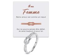 Bague Nœud Femme bague Épouse en Argent Sterling 925 Idée Cadeau épouses fiancées pour elle Noël Anniversaire Anniversaire réglable - Coffret avec DÉDICACE inclus (Bague Nœud à ma Femme)