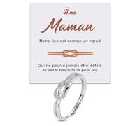Bague Nœud Femme bague Maman en Argent Sterling 925 Idée Cadeau pour mères pour elle Noël Anniversaire réglable - Coffret avec DÉDICACE inclus (Bague Nœud Maman)